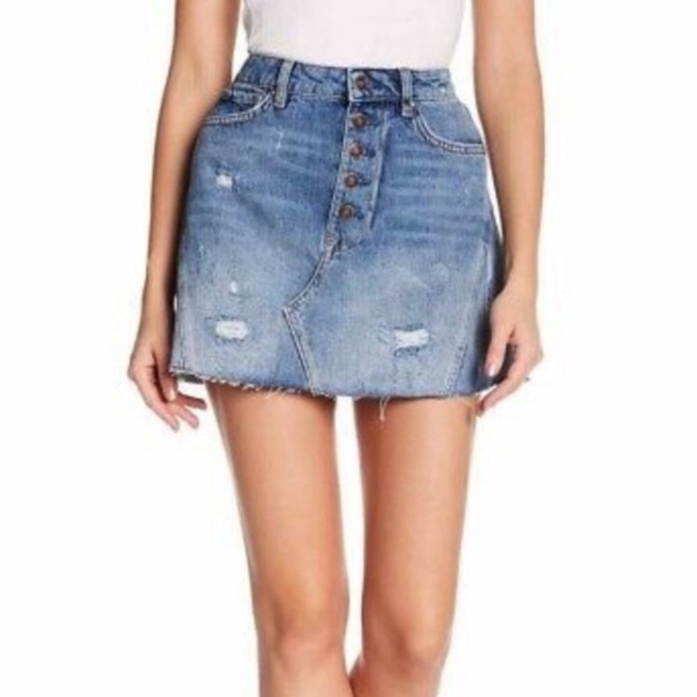 Free People, We The free, button fly denim skirt. 24. NWOT